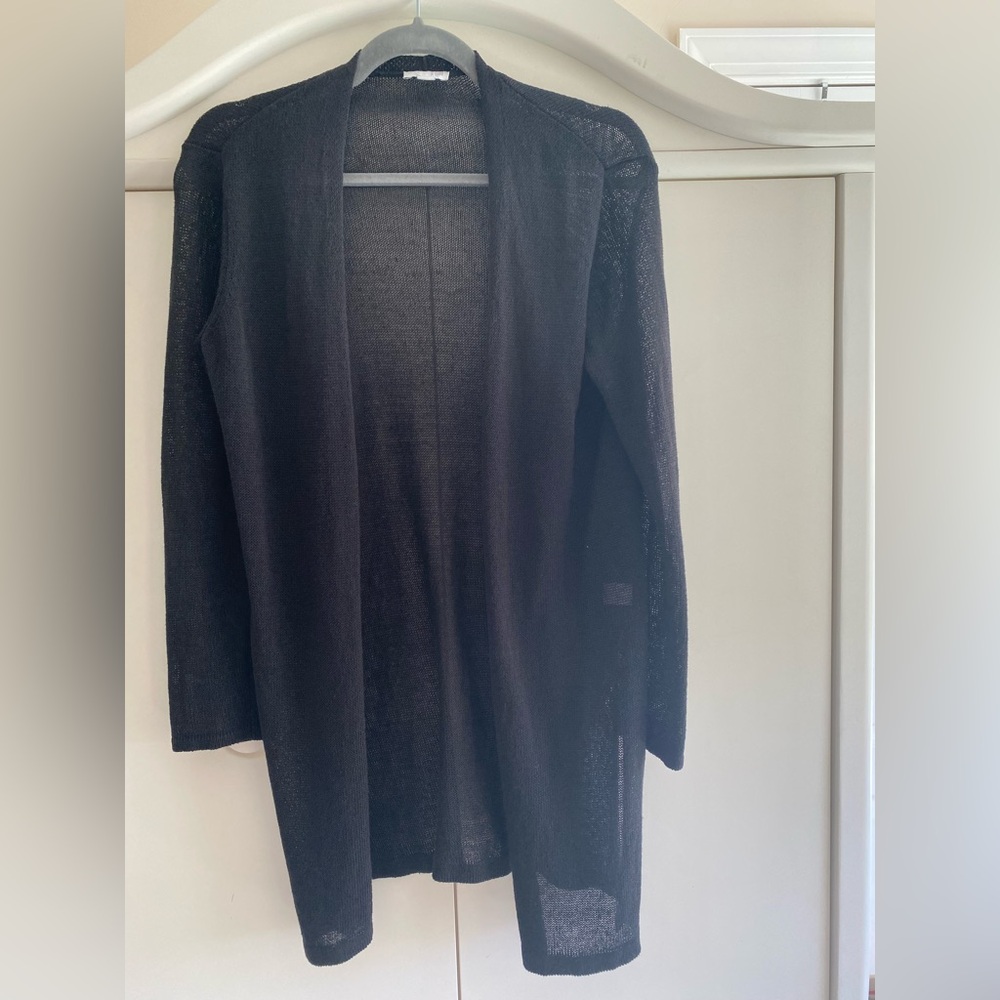 J Jill Classic Black Open Cardigan